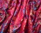 Red-Blue-Multi Polyester Floral Chinese Brocade Woven Fabric By the Yard
